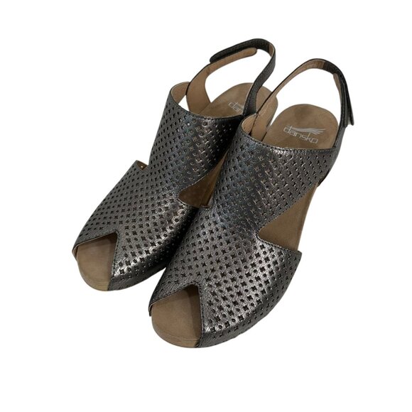 Dansko Teagan Womens Open-Toe Metallic Slingback Block Heel Sandals - Size 39 - Picture 4 of 11